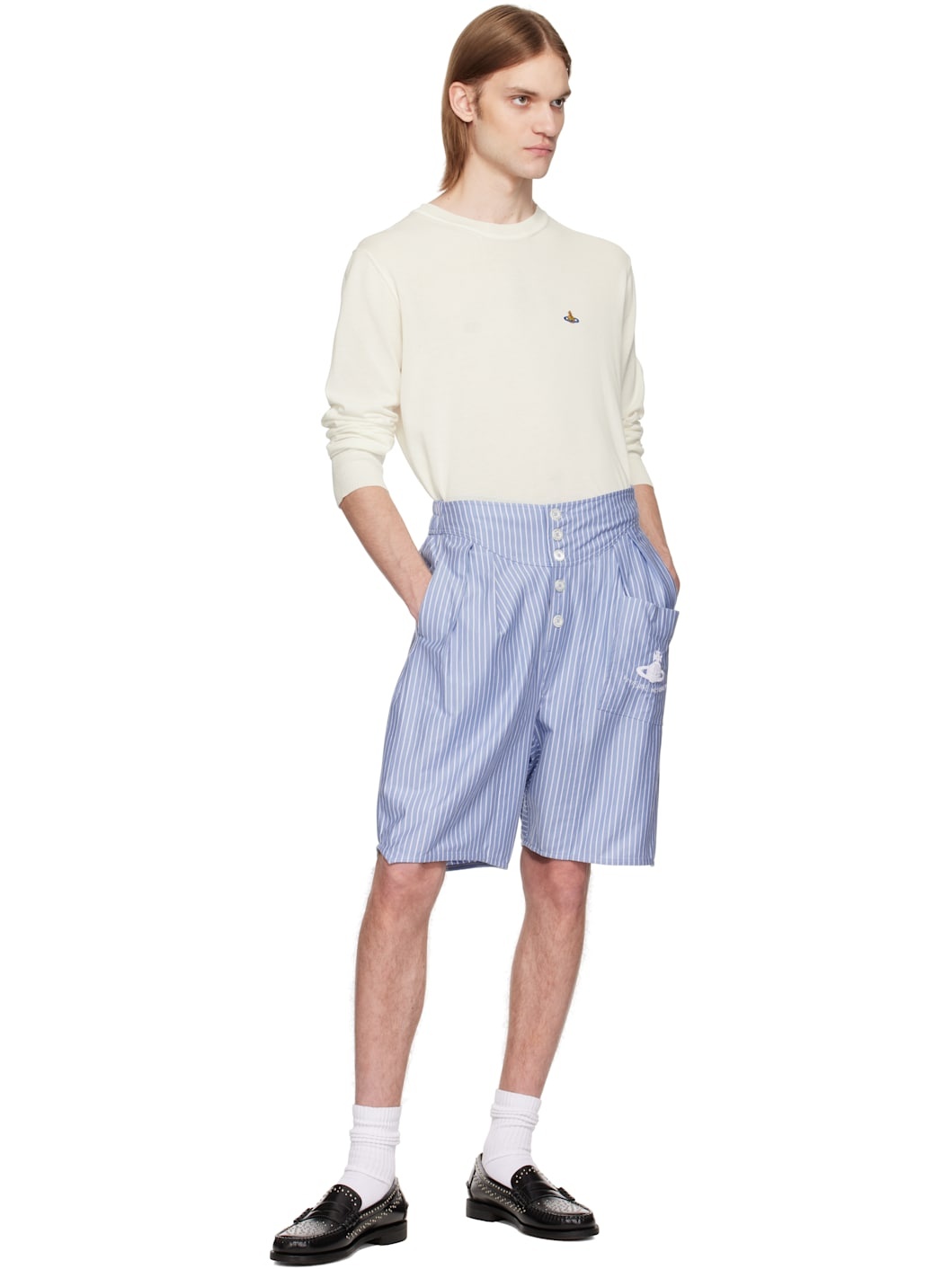 White Alex Round Neck Sweater - 5