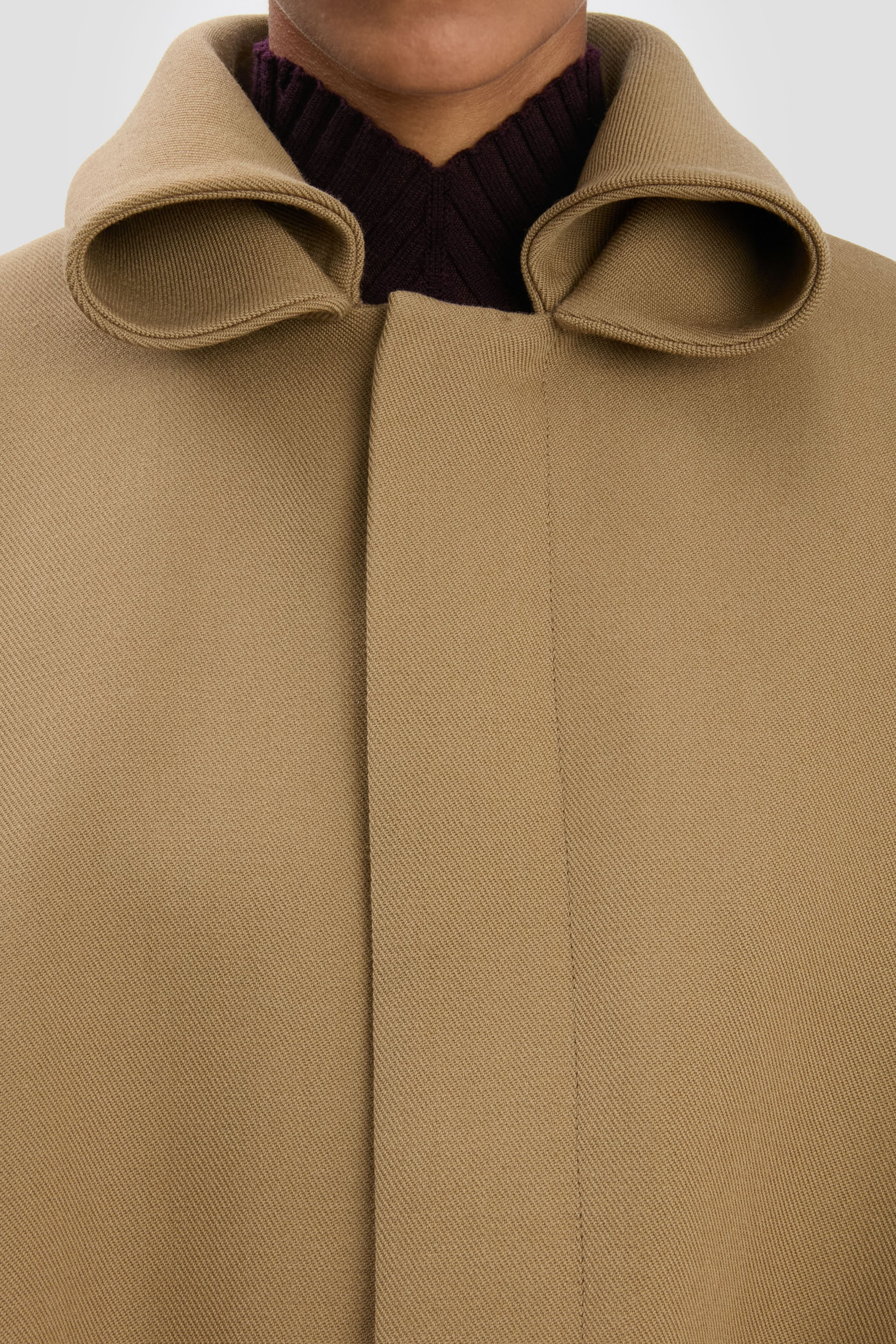 Oversized Roll Neck Bomber Jacket In Dark Camel - 3