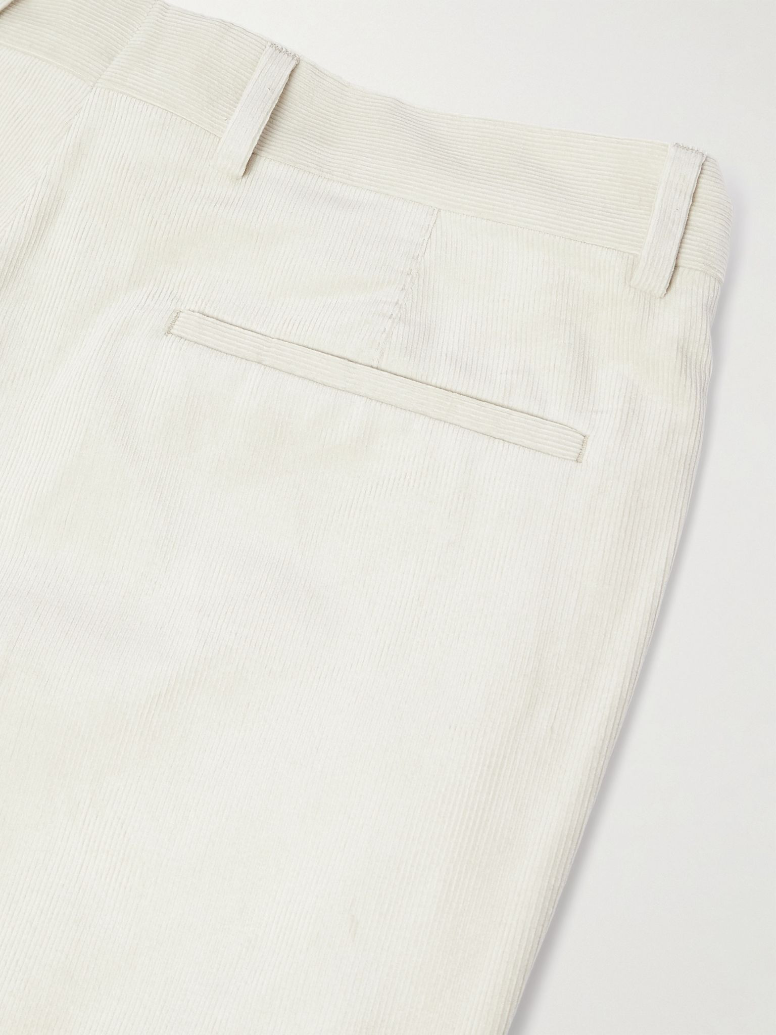 Straight-Leg Pleated Cotton-Corduroy Suit Trousers Cream - 5