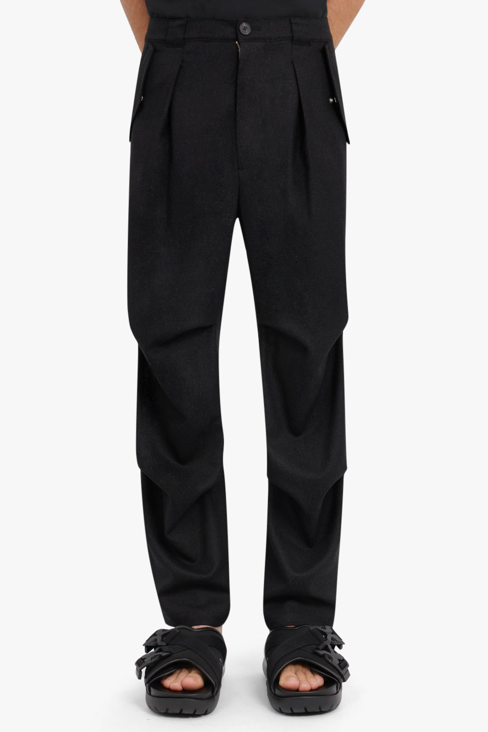 TECHNICAL SHINY WOOL PANTS | BLACK - 3