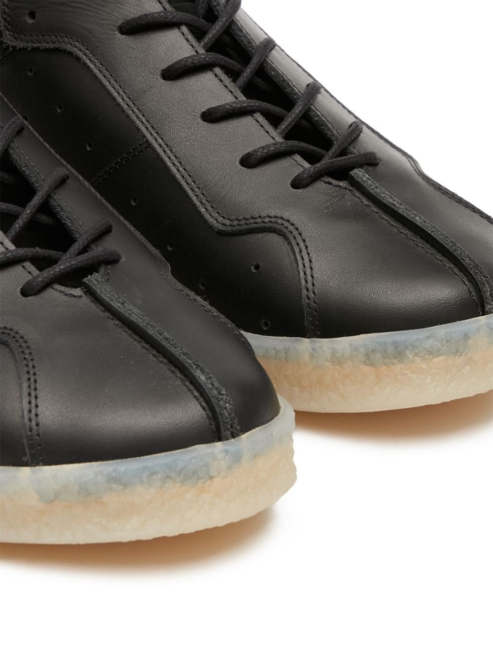 semi-sheer sole leather lace-up sneakers - 4