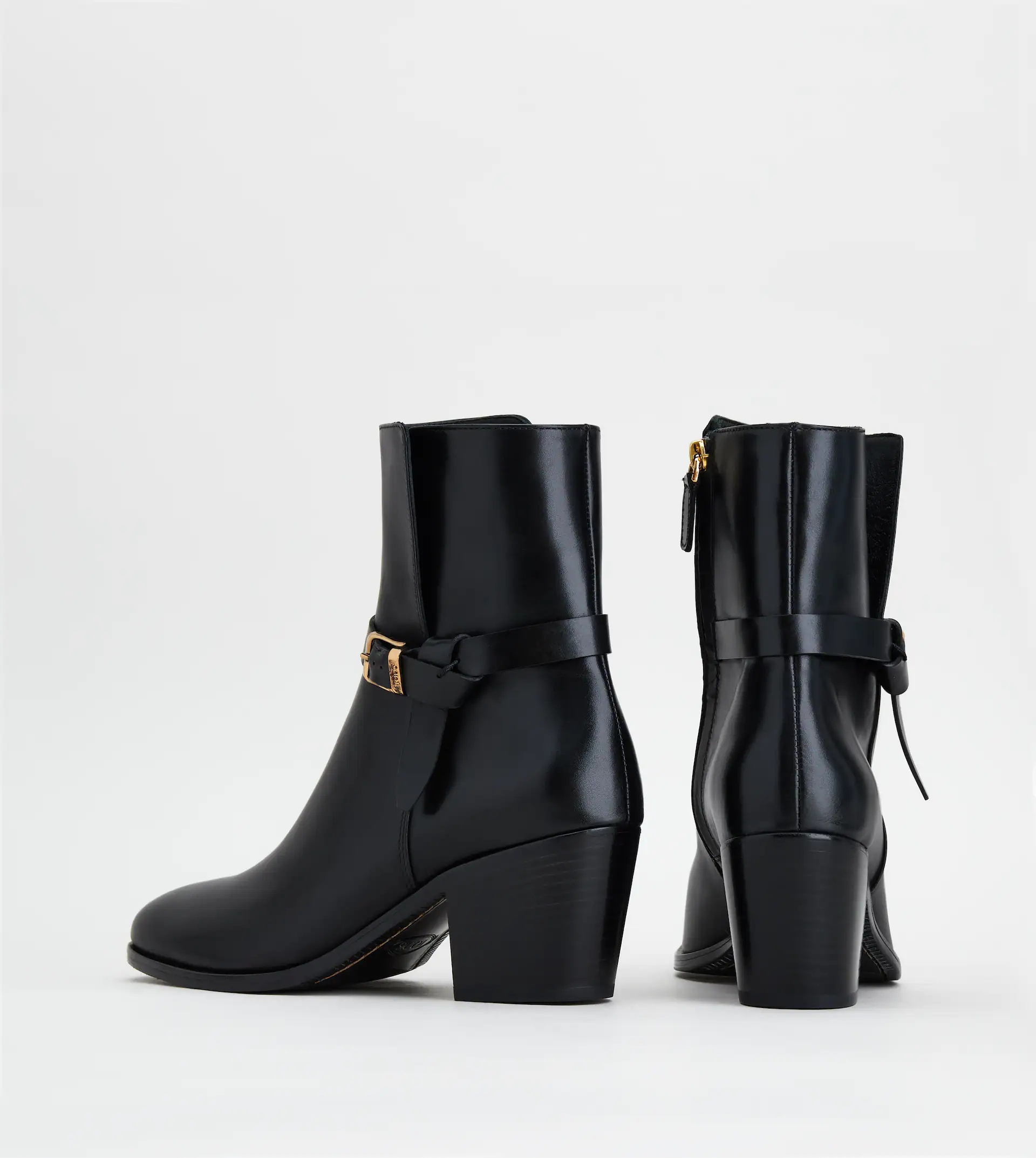 ANKLE BOOTS IN LEATHER - BLACK - 3