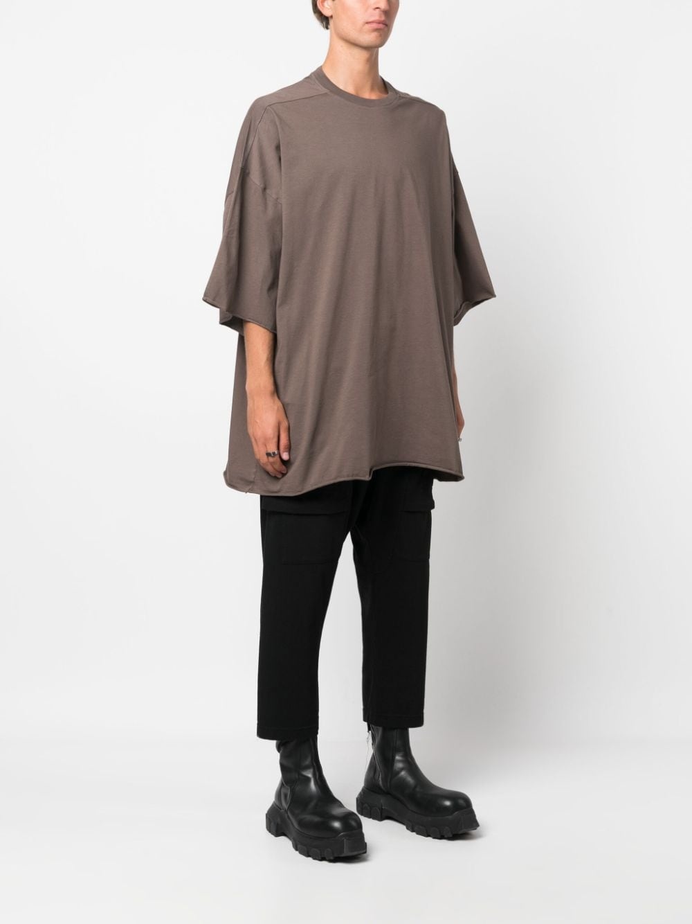 round-neck unfinished cotton T-shirt - 3