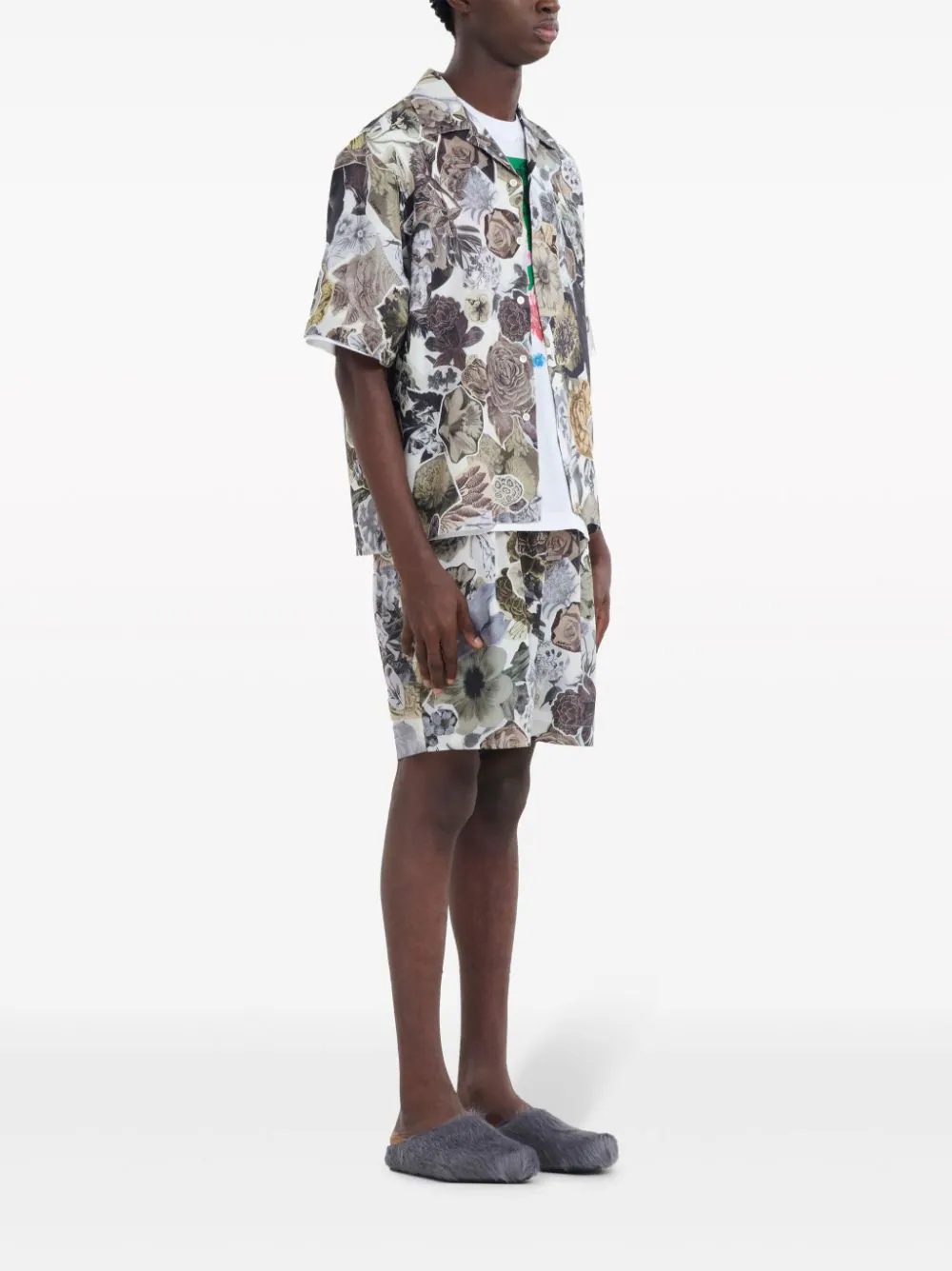 MARNI Men Floral Silk Short Sleeve Shirt - 3