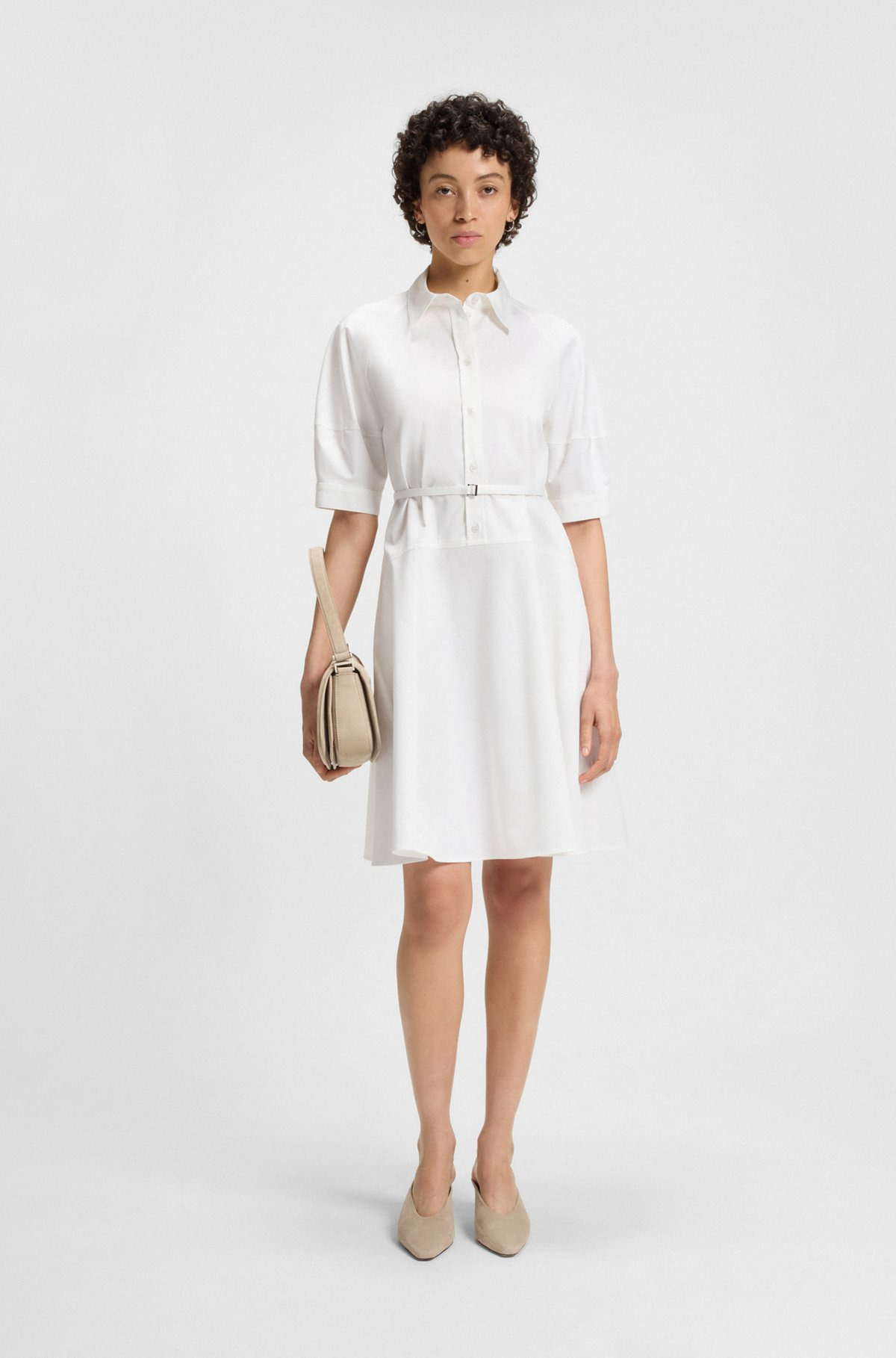 SHIRT DRESS IN STRETCH COTTON WITH HALF PLACKET - 2