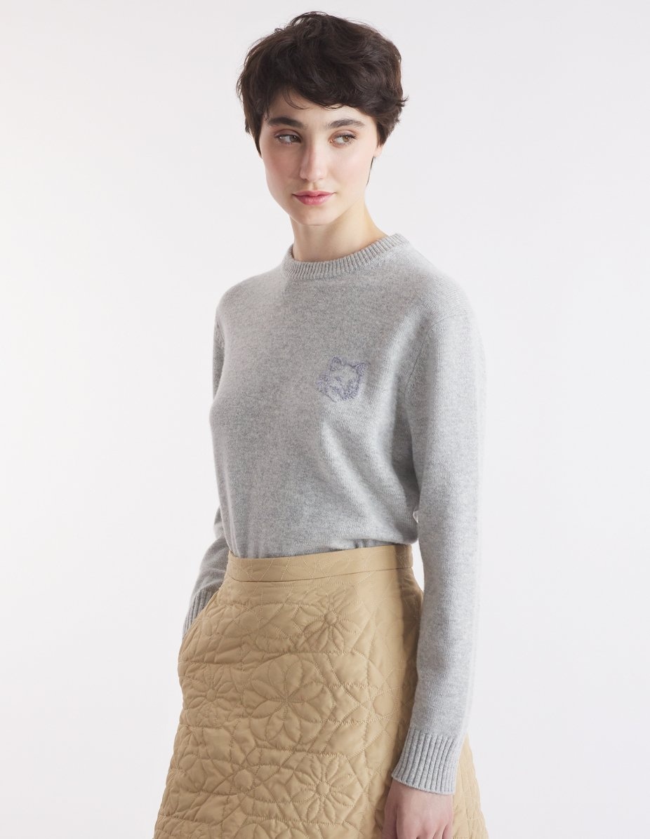 BOLD FOX HEAD EMBROIDERED CROPPED JUMPER - 3