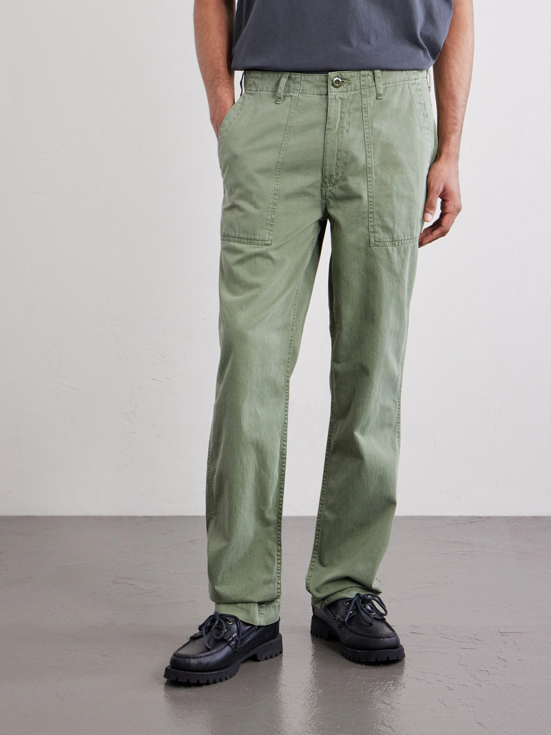 Fatigue Straight-Leg Herringbone Cotton Trousers 3