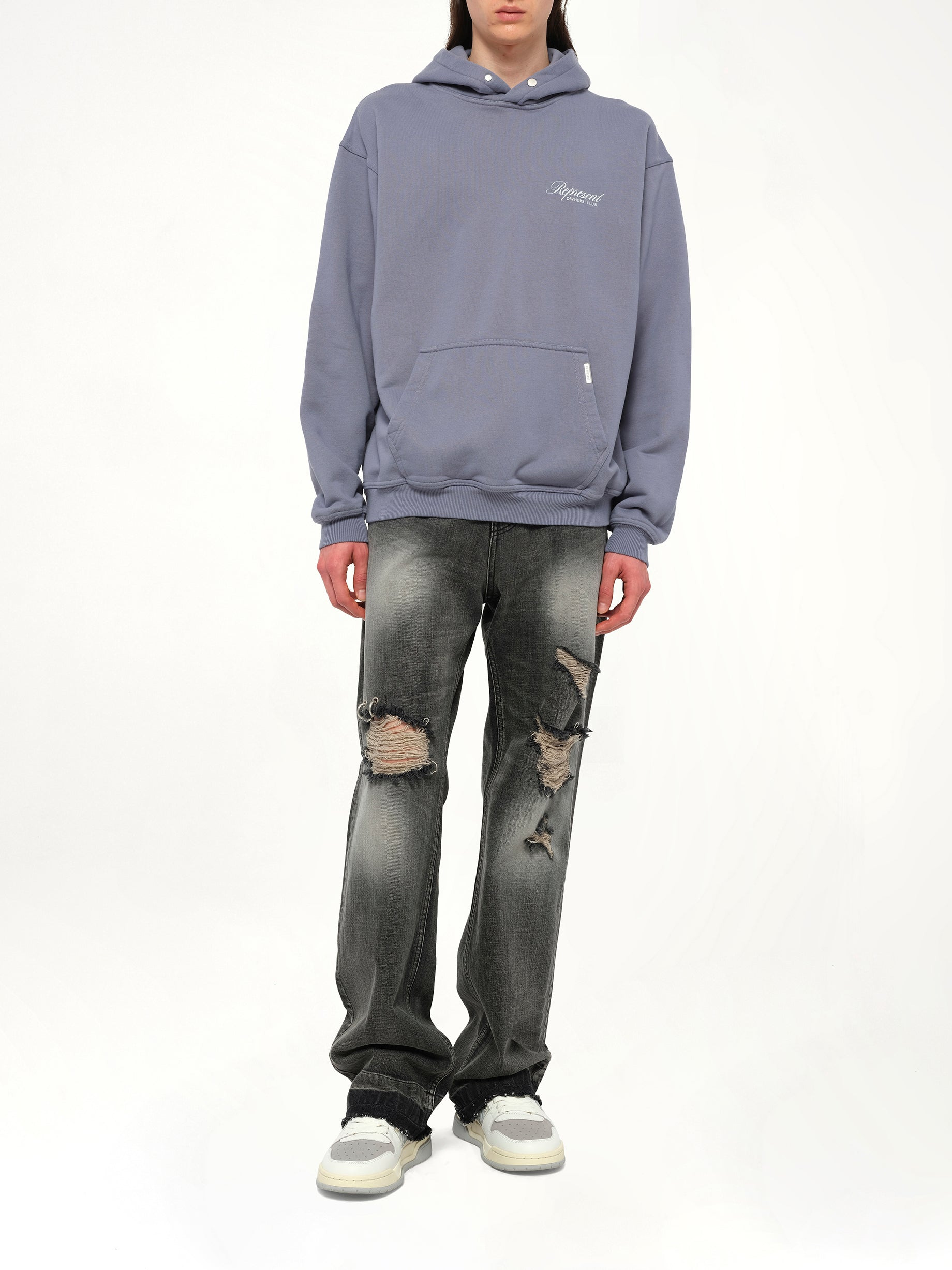 Represent Owners Club Script Hoodie in Dusty Blue - 4