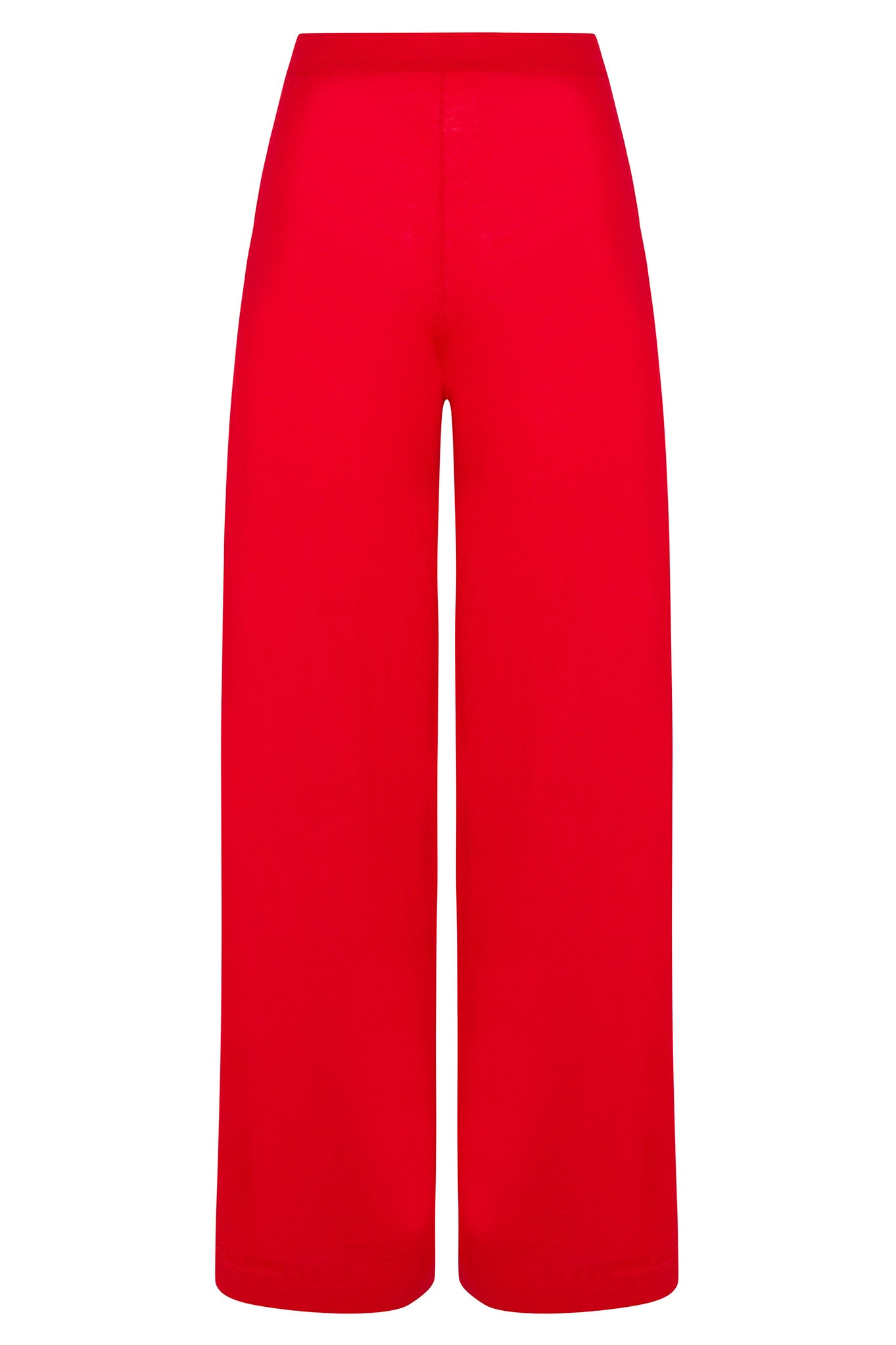 RED CASHMERE WIDE LEG PANTS - 5