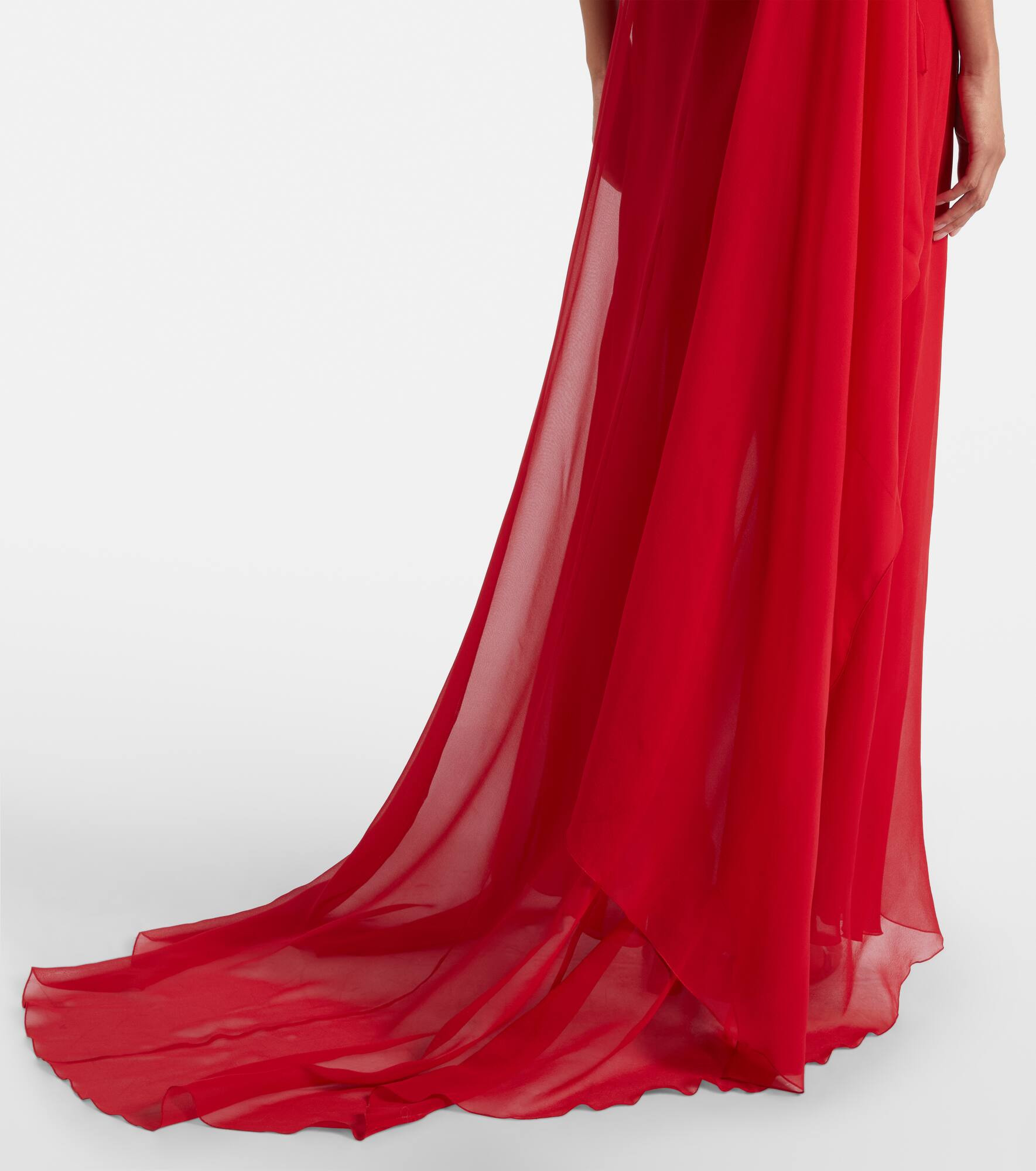 Asymmetric draped silk georgette gown - 5
