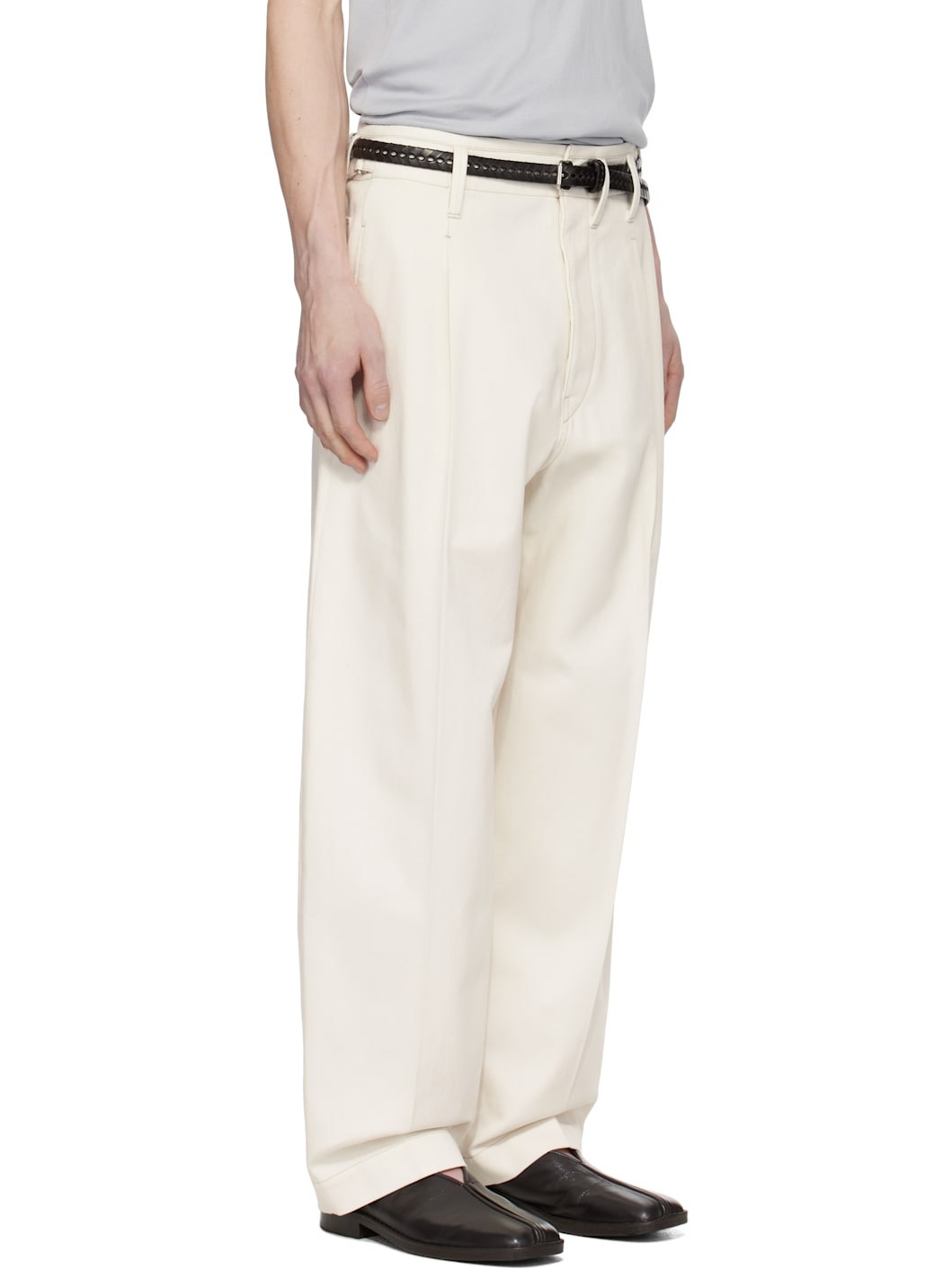 Off-White Pleated Carrot Trousers - 2
