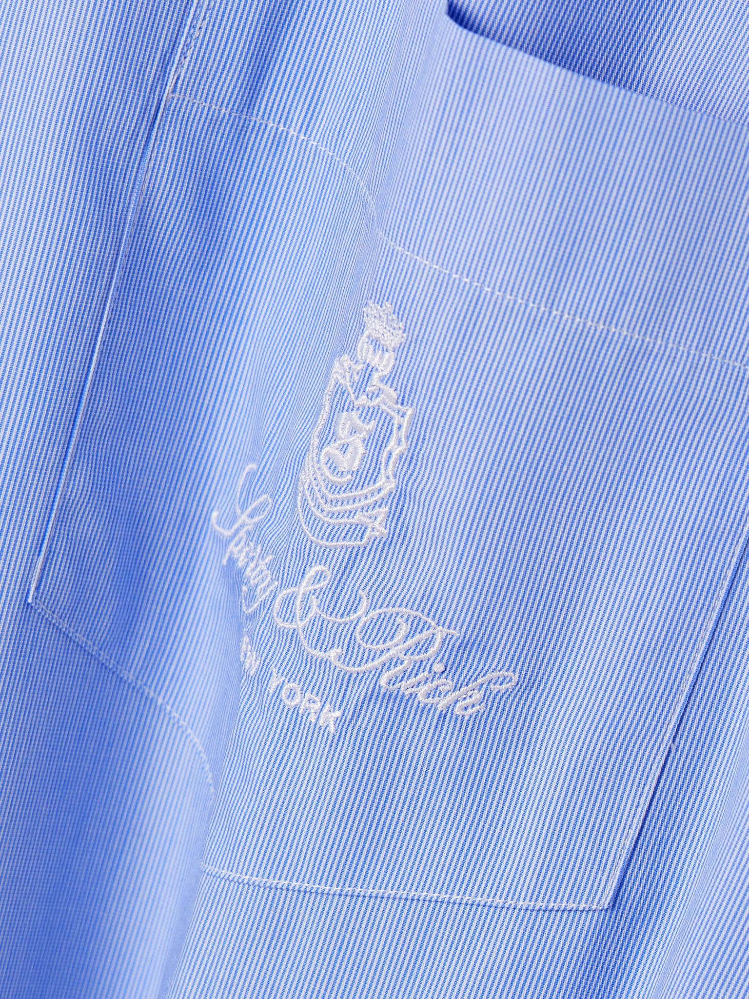 Vendome oversized embroidered pinstriped cotton-poplin shirt Light blue - 5
