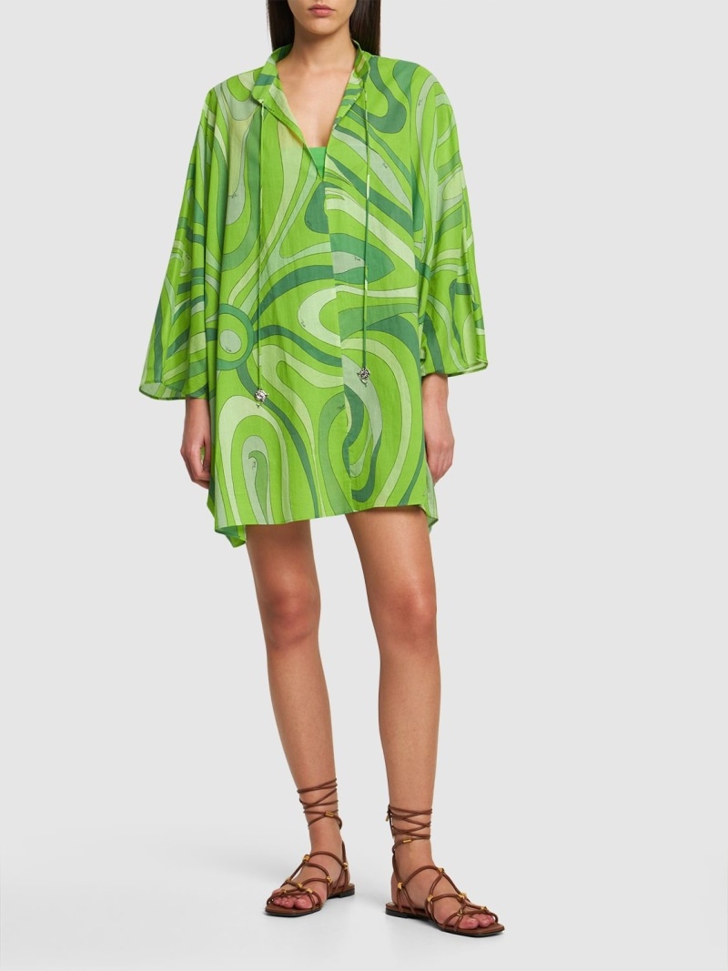 Marmo printed voile mini kaftan dress - 2