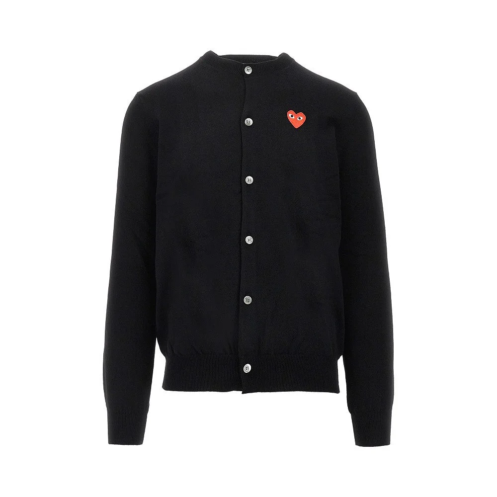 HEART PATCH CREWNECK CARDIGAN - 1