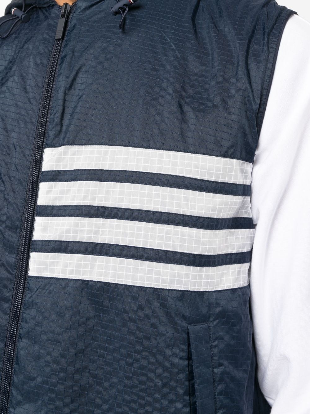 4-Bar stripe ripstop hooded gilet - 5