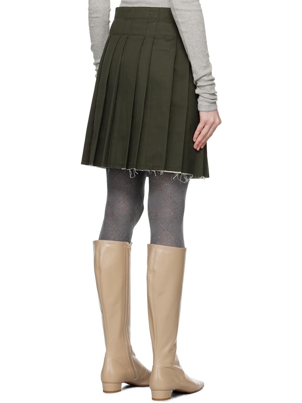 【OPEN YY】PLEATED LAYERED SKIRT, KHAKI Open YY - KAKI SUPERPOSED FOLDED SKIRT – LE LABO STORE
