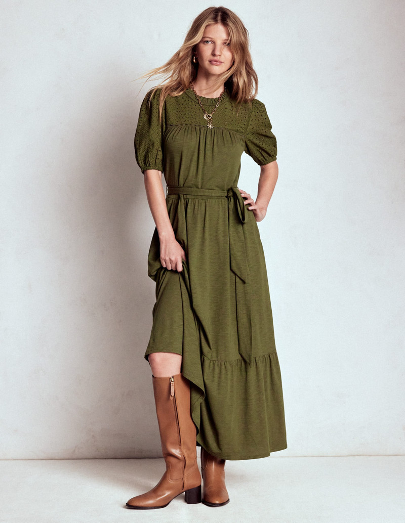 Lorelei Broderie Jersey Dress-Woodland Green 8