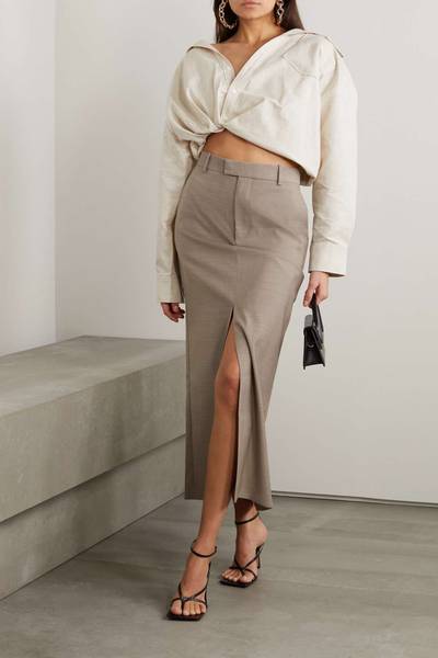 JACQUEMUS Mejean cropped twisted cotton and linen-blend shirt outlook