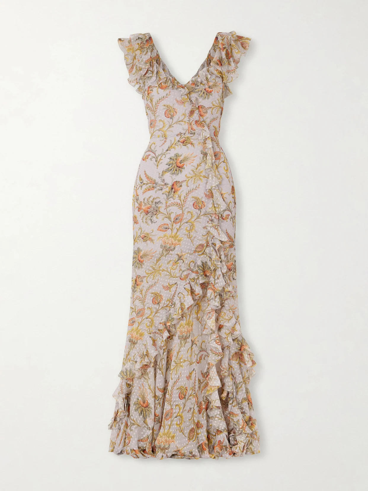 Ruffled Floral-print Silk-blend Midi Dress - 1