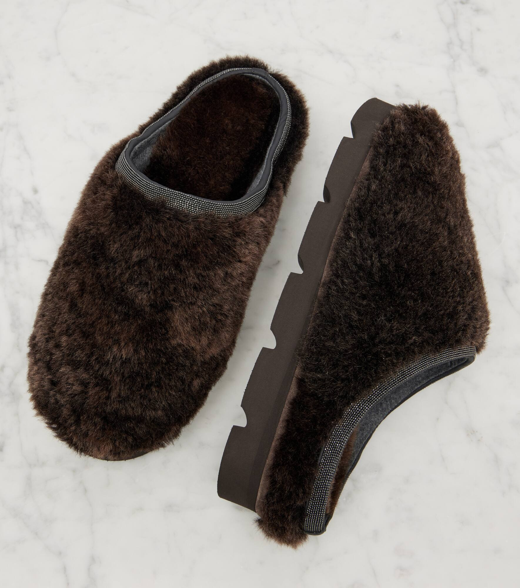 Monili shearling slip-on shoes - 5