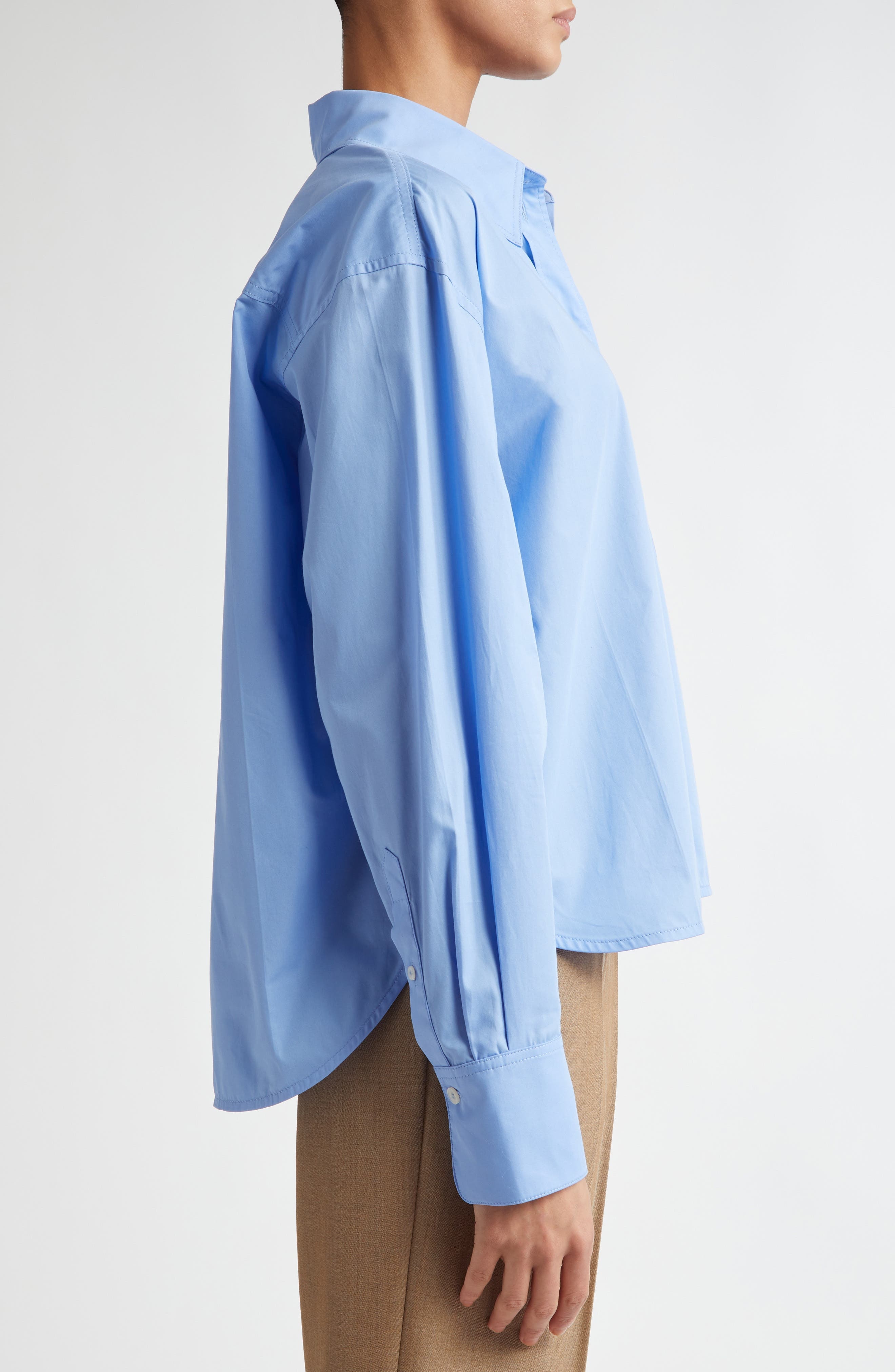 Crop Organic Cotton Poplin Button-Up Shirt - 4