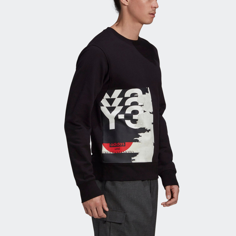 Y-3 Men's Y-3 Logo Printing Long Sleeves Pullover Black GK4387 outlook