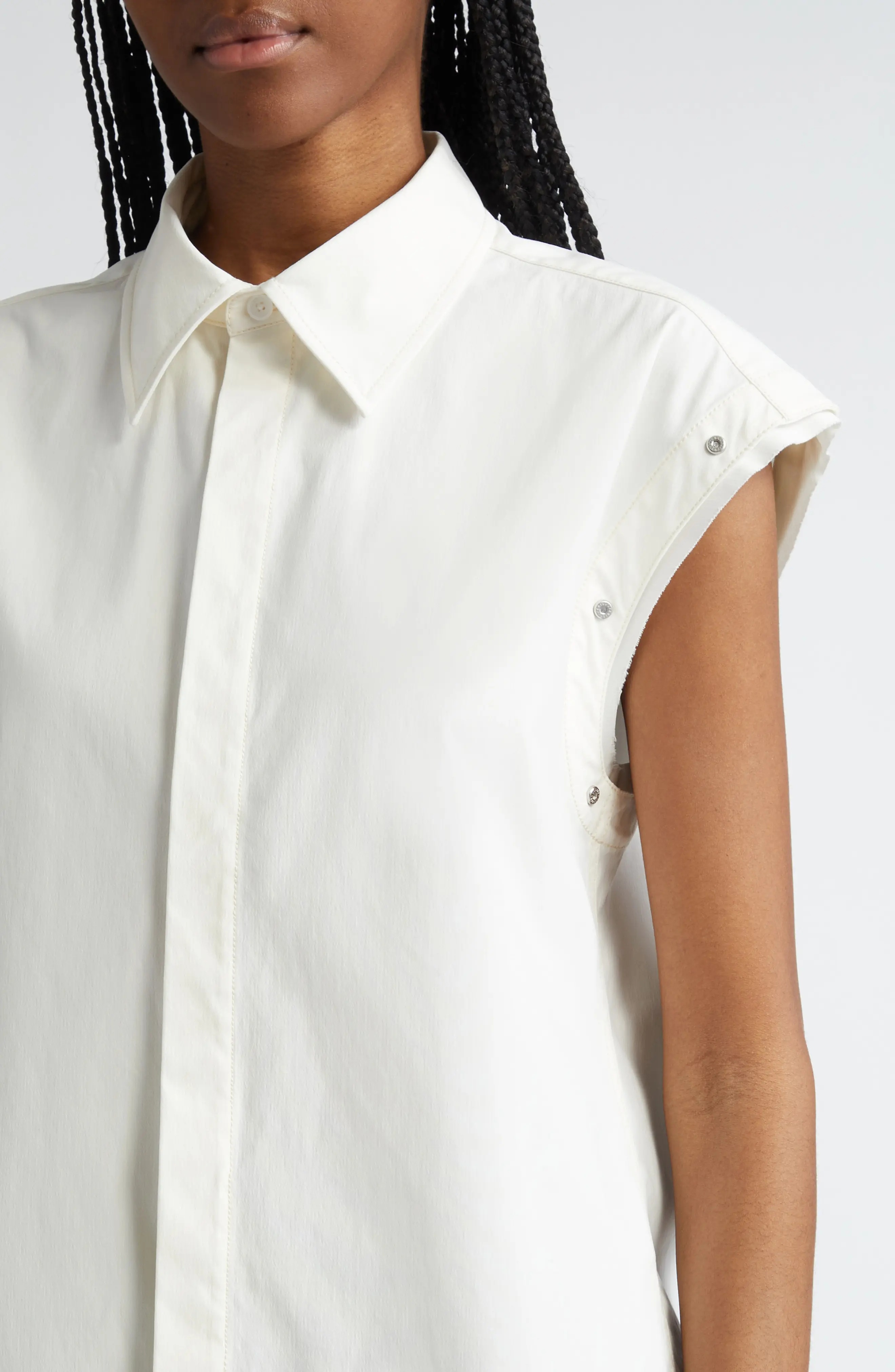 Rivet Detail Sleeveless Button-Up Shirt - 5