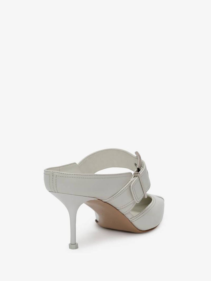 Alexander McQueen Punk Buckle Mule in Ivory/silver outlook