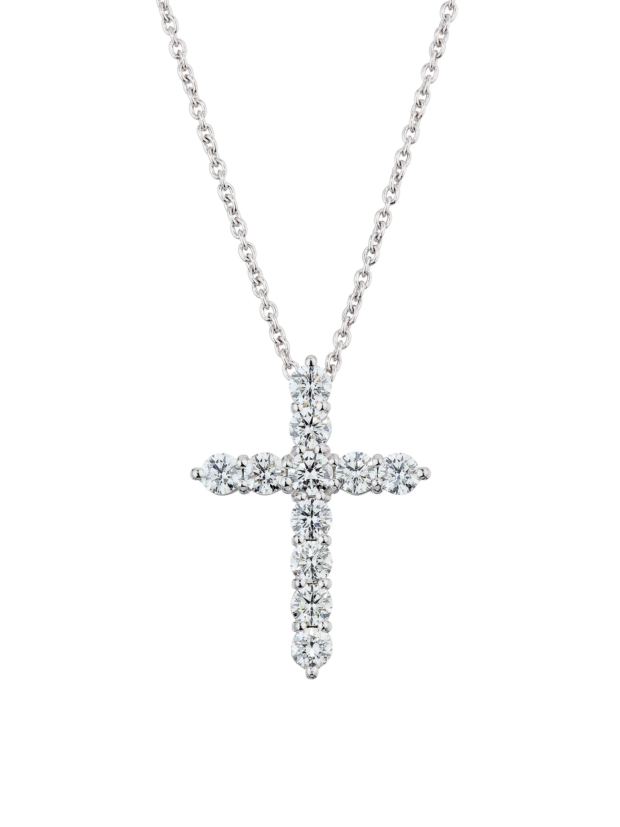 Women's Tiny Treasures Large Cross 18K Gold, 1.77 TCW Diamond & Ruby Necklace - White Gold - 1