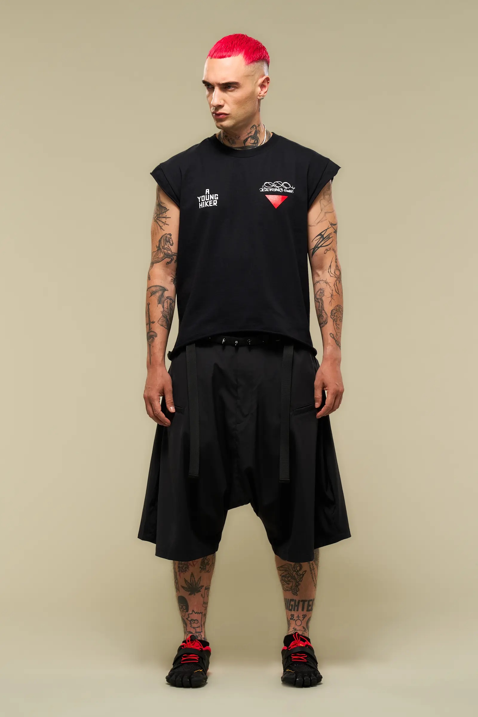 SP62-M Nylon Stretch Web Belt Short Pant Black - 2