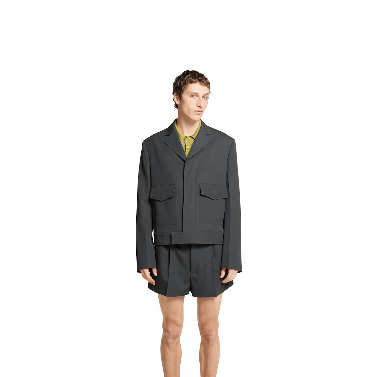 Embossed wool gabardine jacket - 3