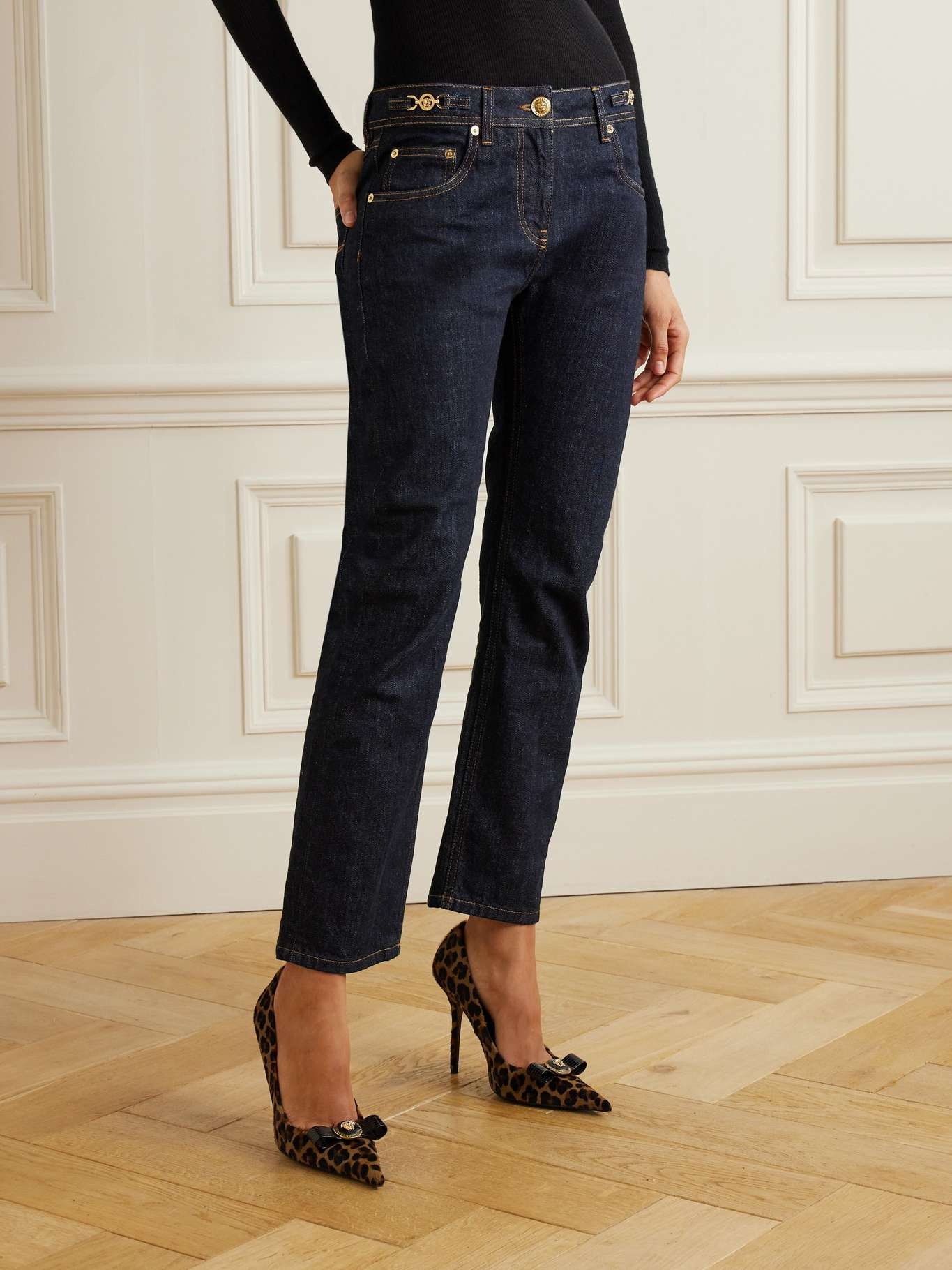 Embellished cropped high-rise straight-leg jeans - 3