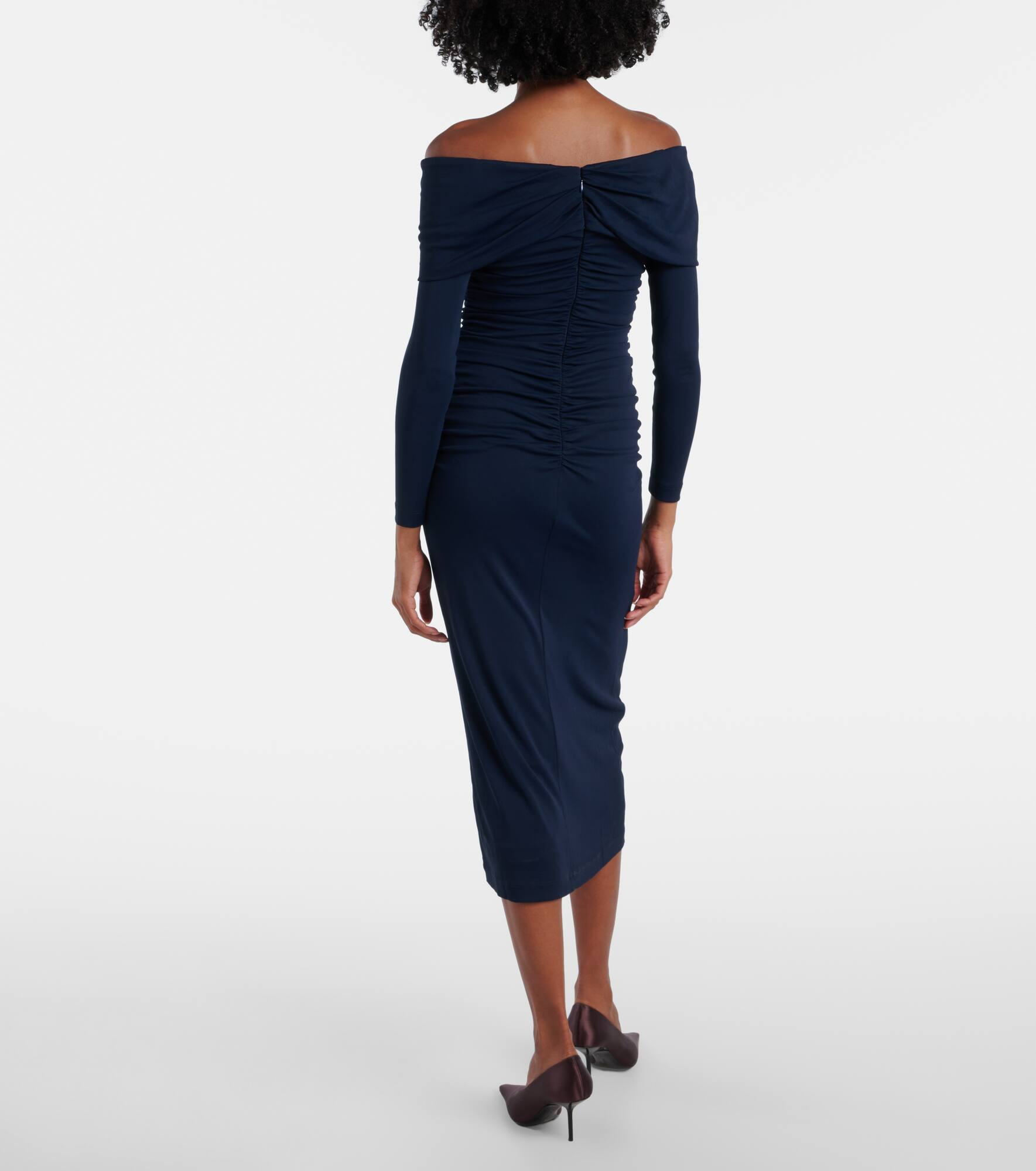 Off-shoulder ruched midi dress - 3