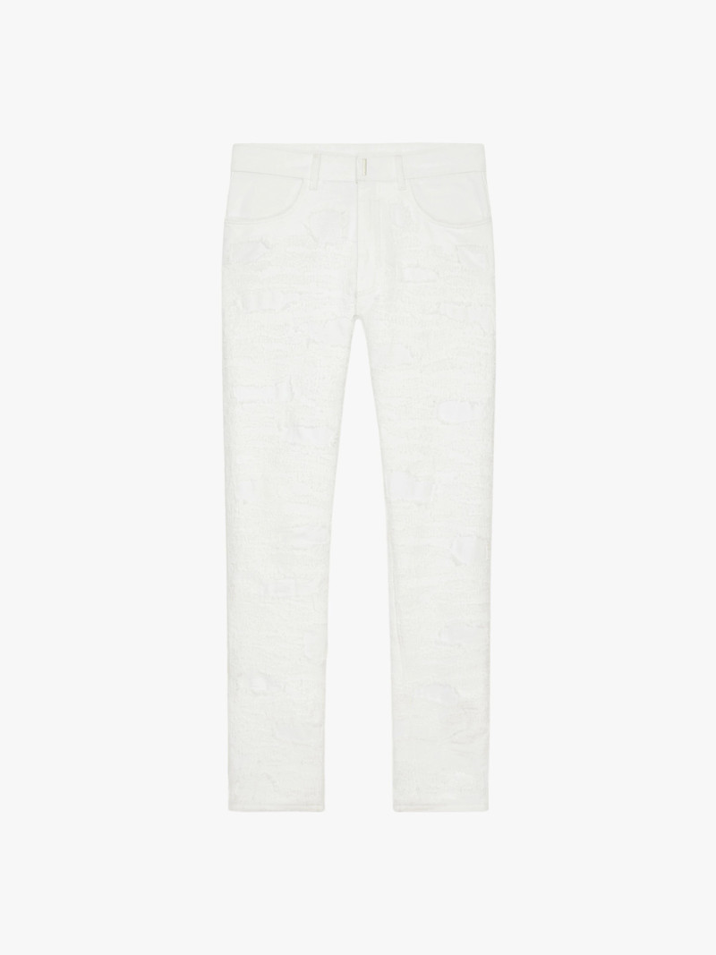 SLIM FIT JEANS IN DESTROYED DENIM 1