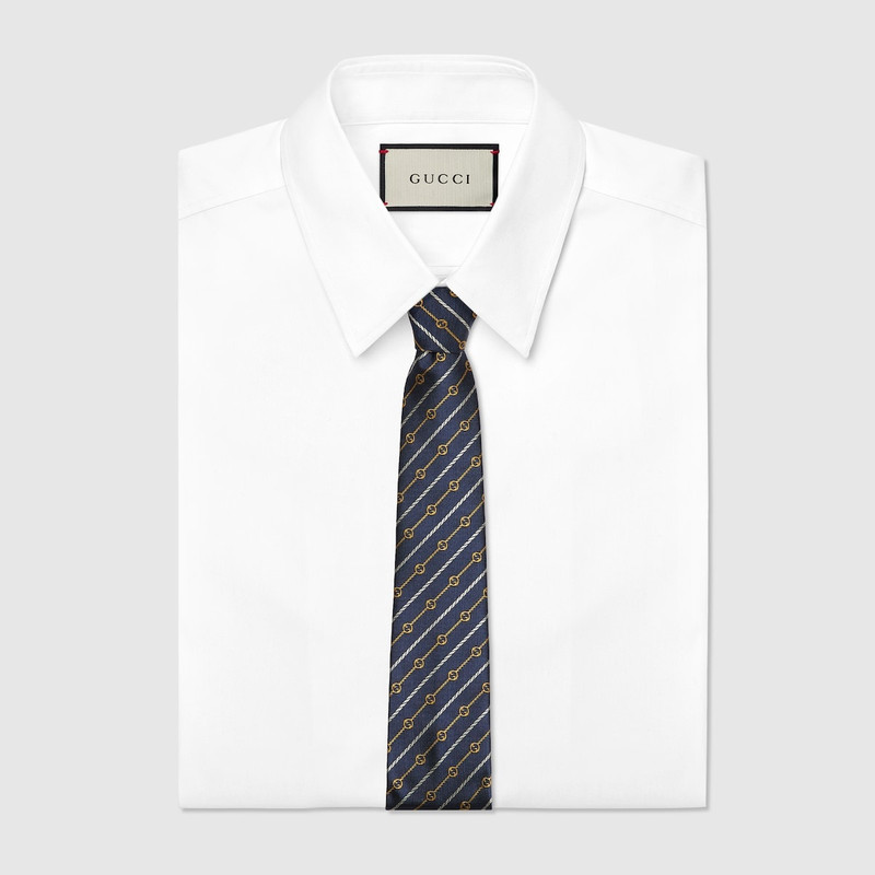 GUCCI Round Interlocking G rope silk tie outlook