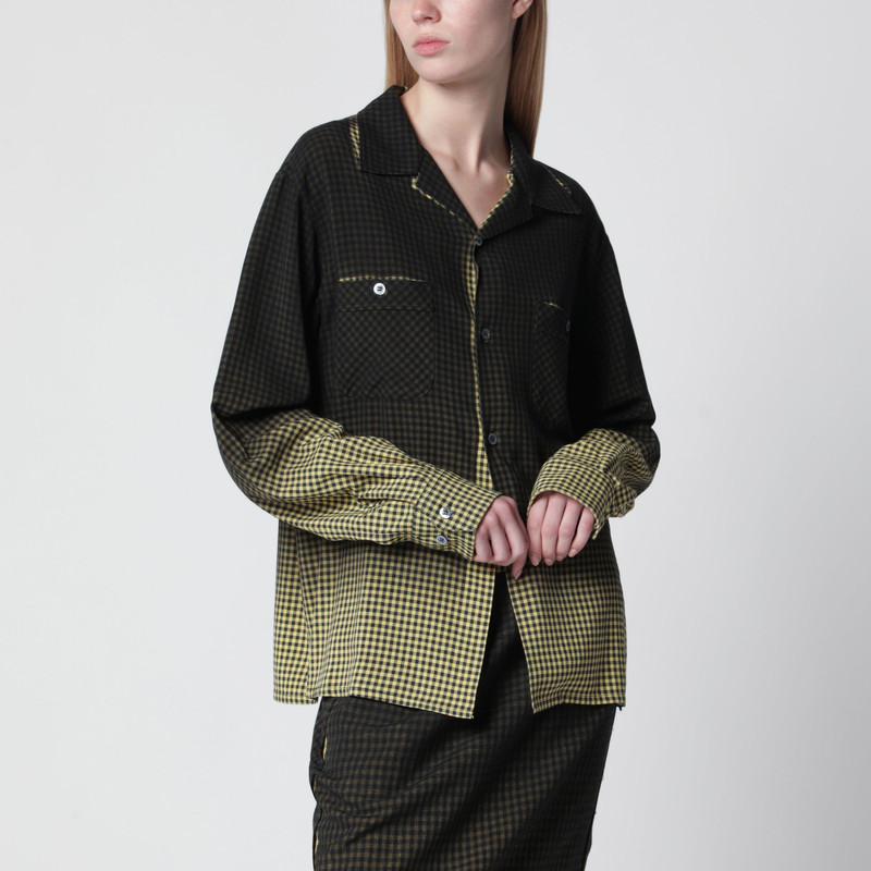 Gradient check viscose shirt in yellow and black 1