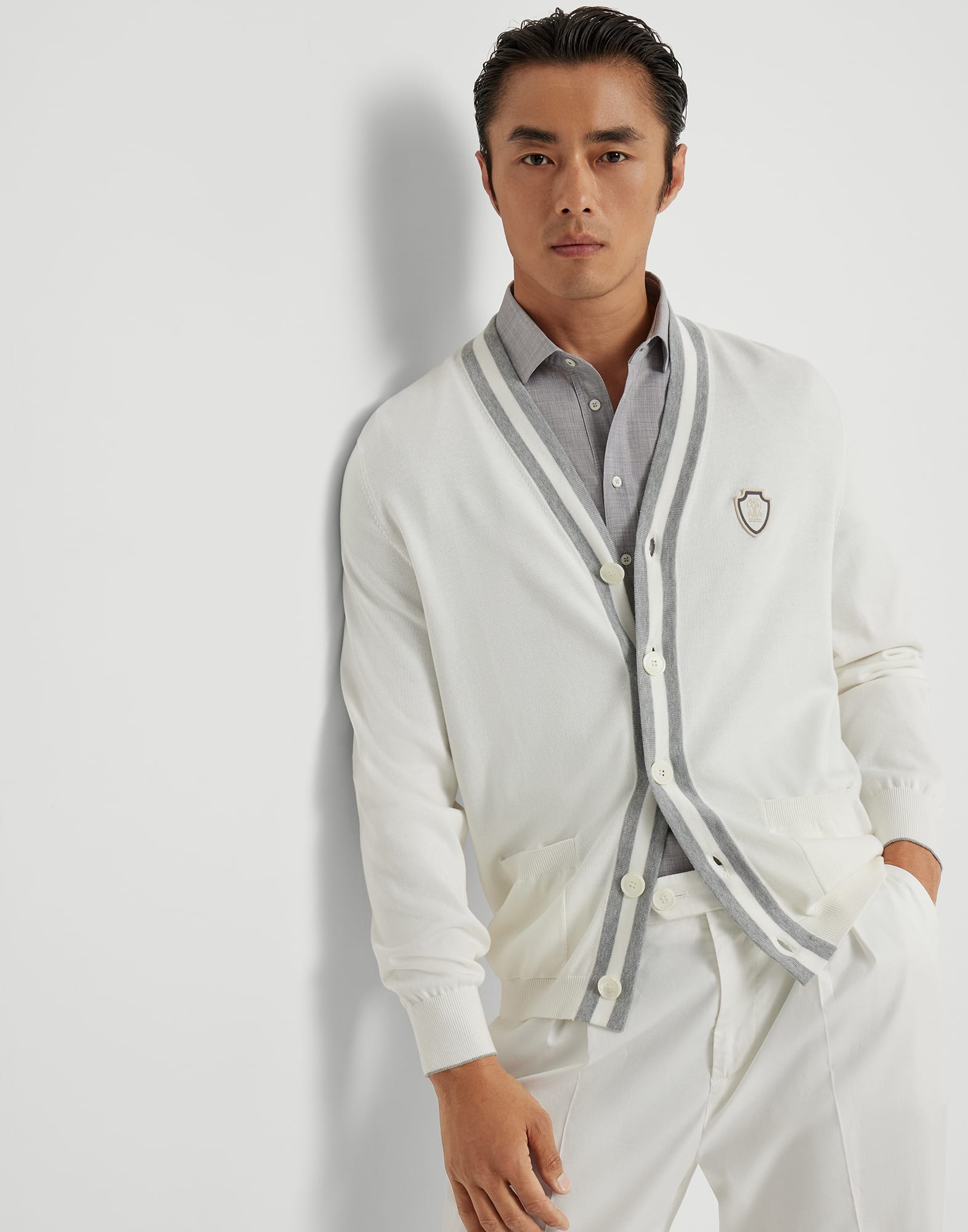 Cotton cardigan with logo - 4