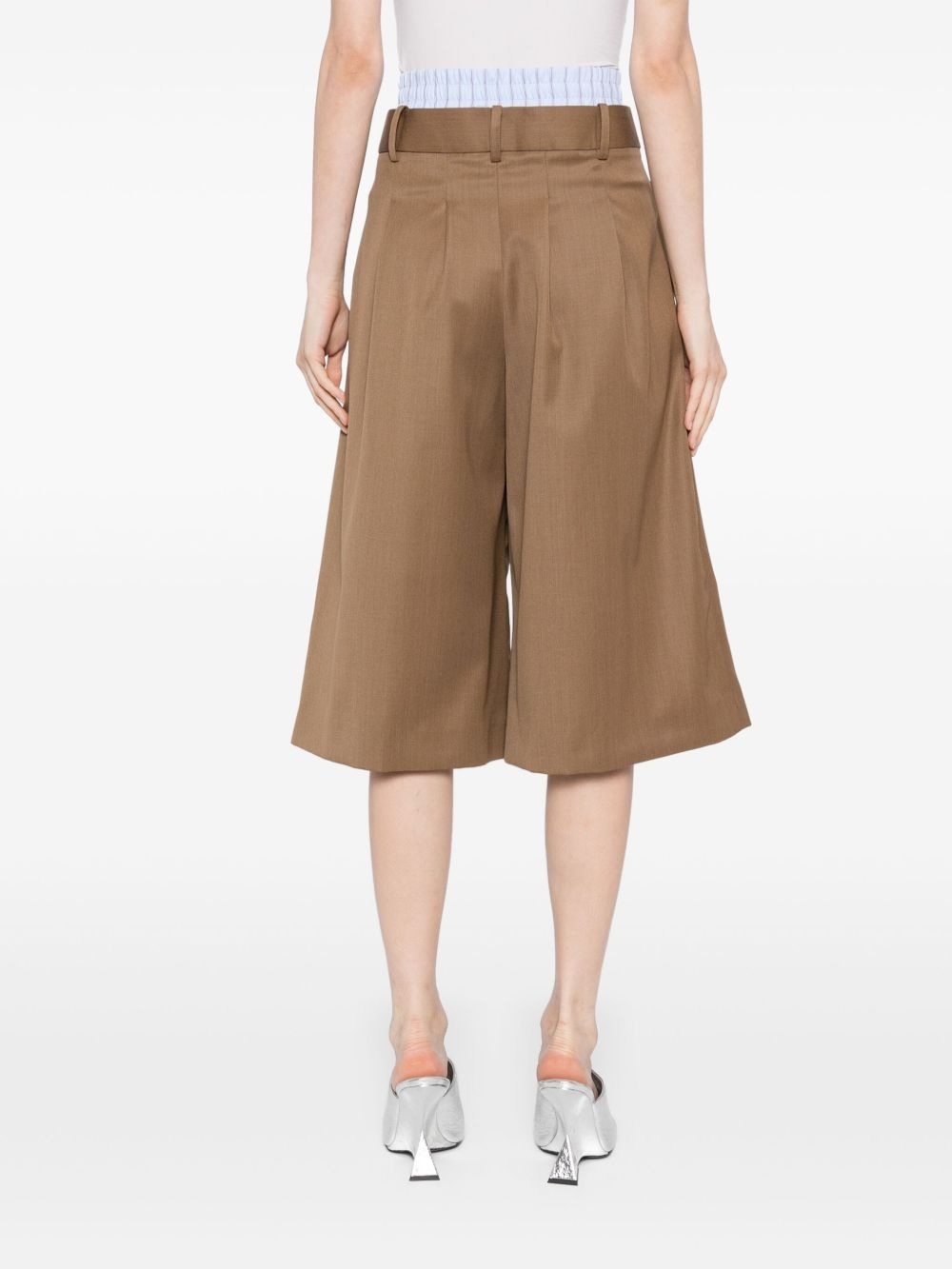 double-waistband wide leg shorts - 4