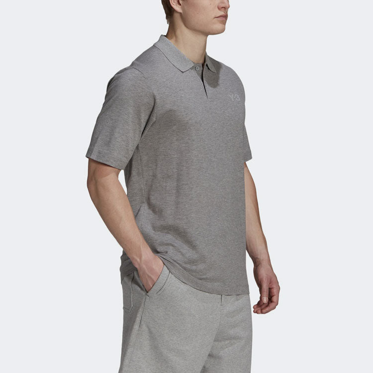 Men's Y-3 SS21 Loose Short Sleeve Polo Shirt Gray GV4250 - 4