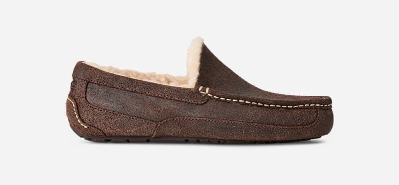 ® Men's Ascot Leather Distressed Suede Slippers in Dusted Cocoa 1
