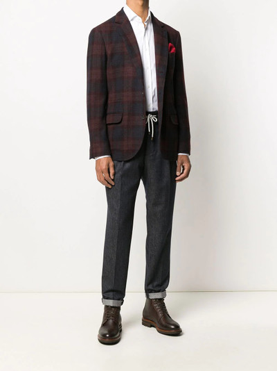 Brunello Cucinelli check single-breasted blazer outlook