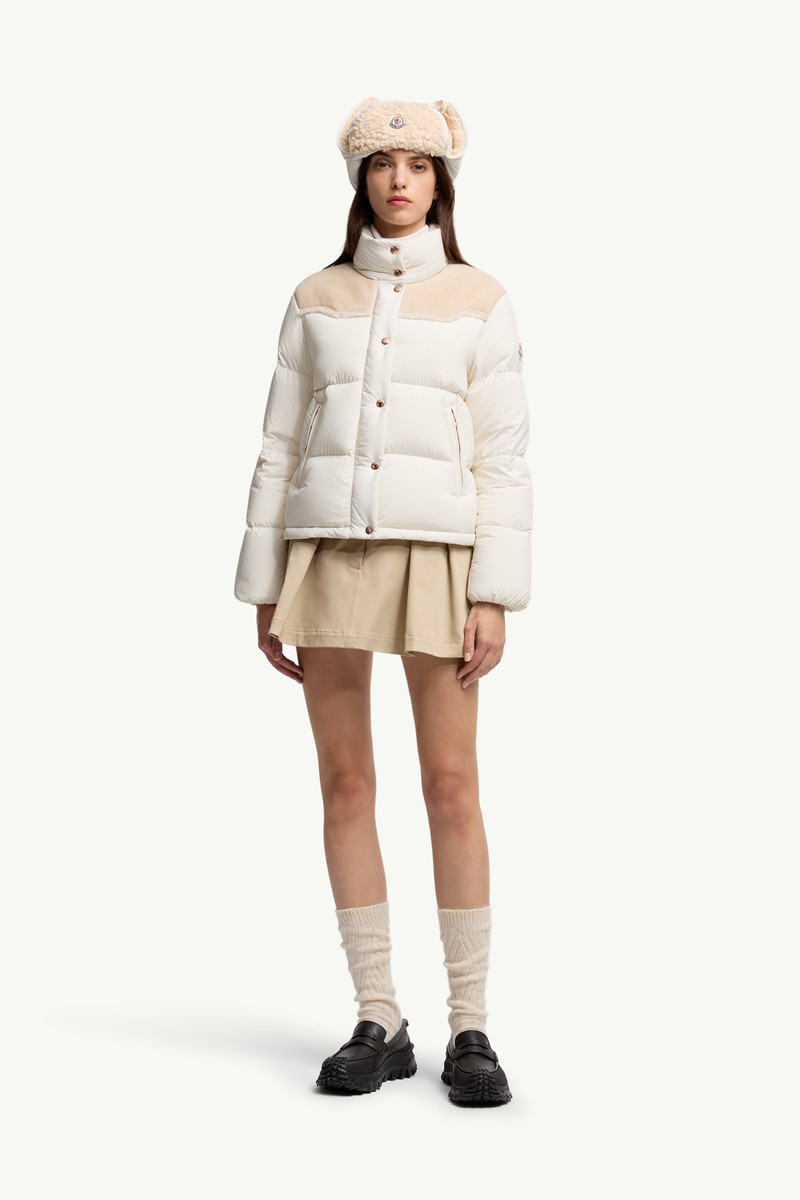 Moncler Angelys Suede-Trimmed Short Down Jacket outlook