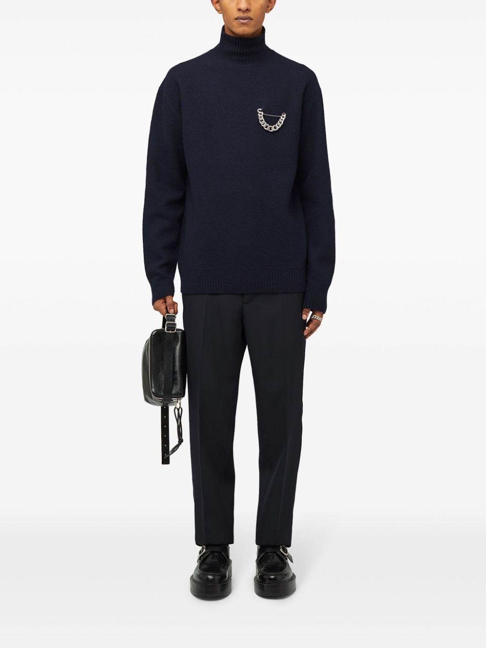 chain-link detailing wool jumper - 2