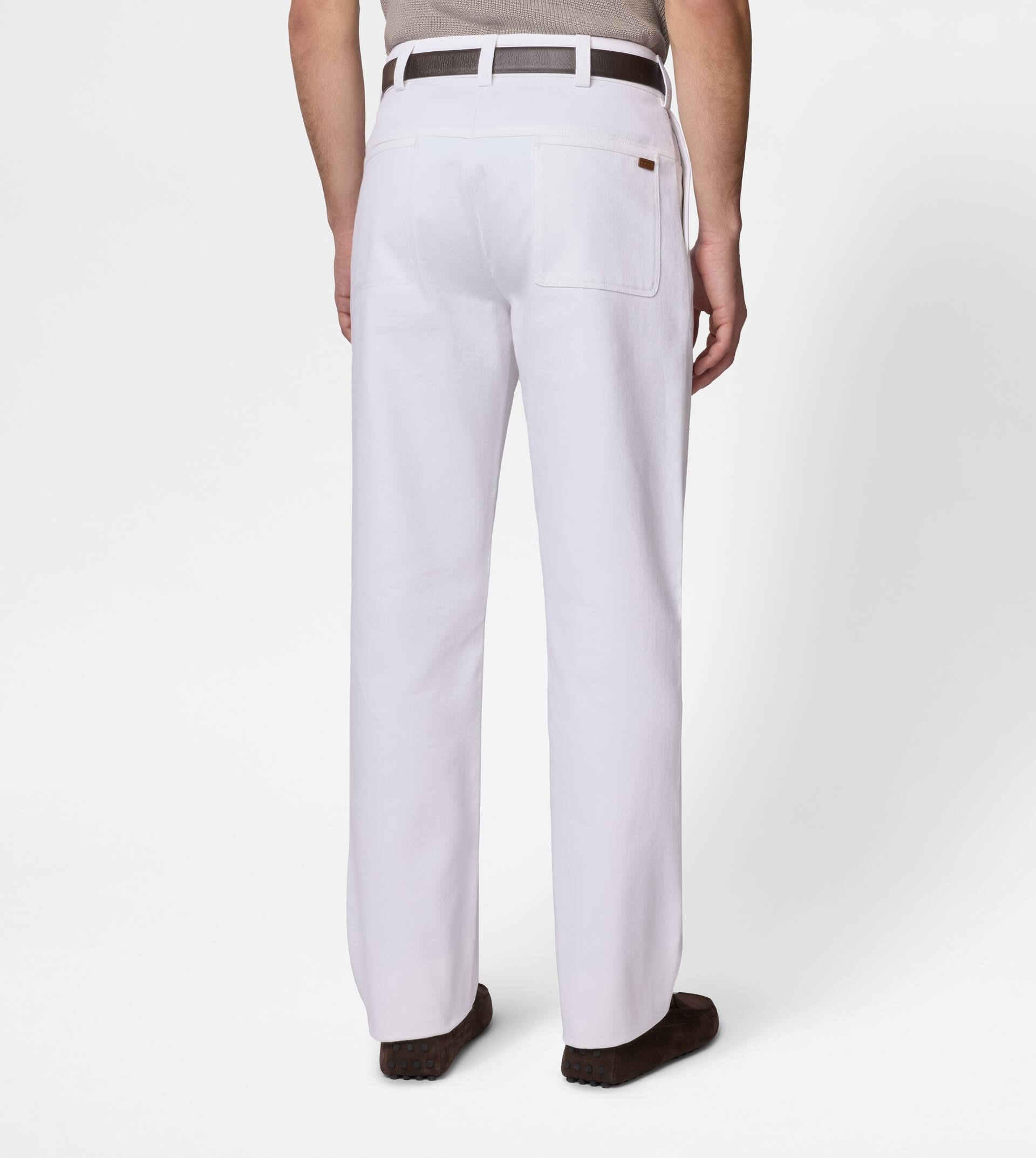 RELAXED FIT CHINO PANTS IN COTTON - WHITE - 4