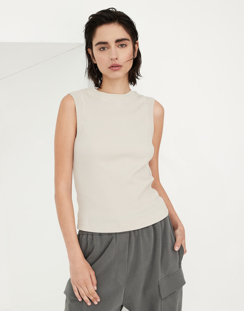 Cotton ribbed jersey top with monili 1