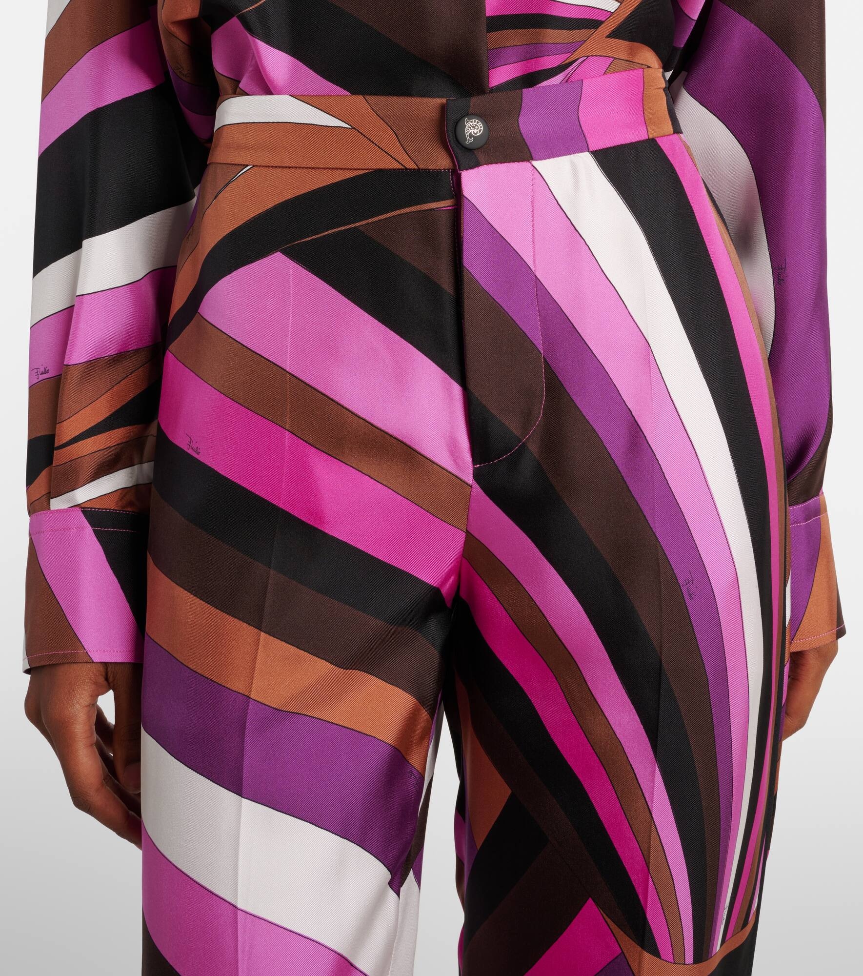 Iride high-rise silk twill wide-leg pants - 4