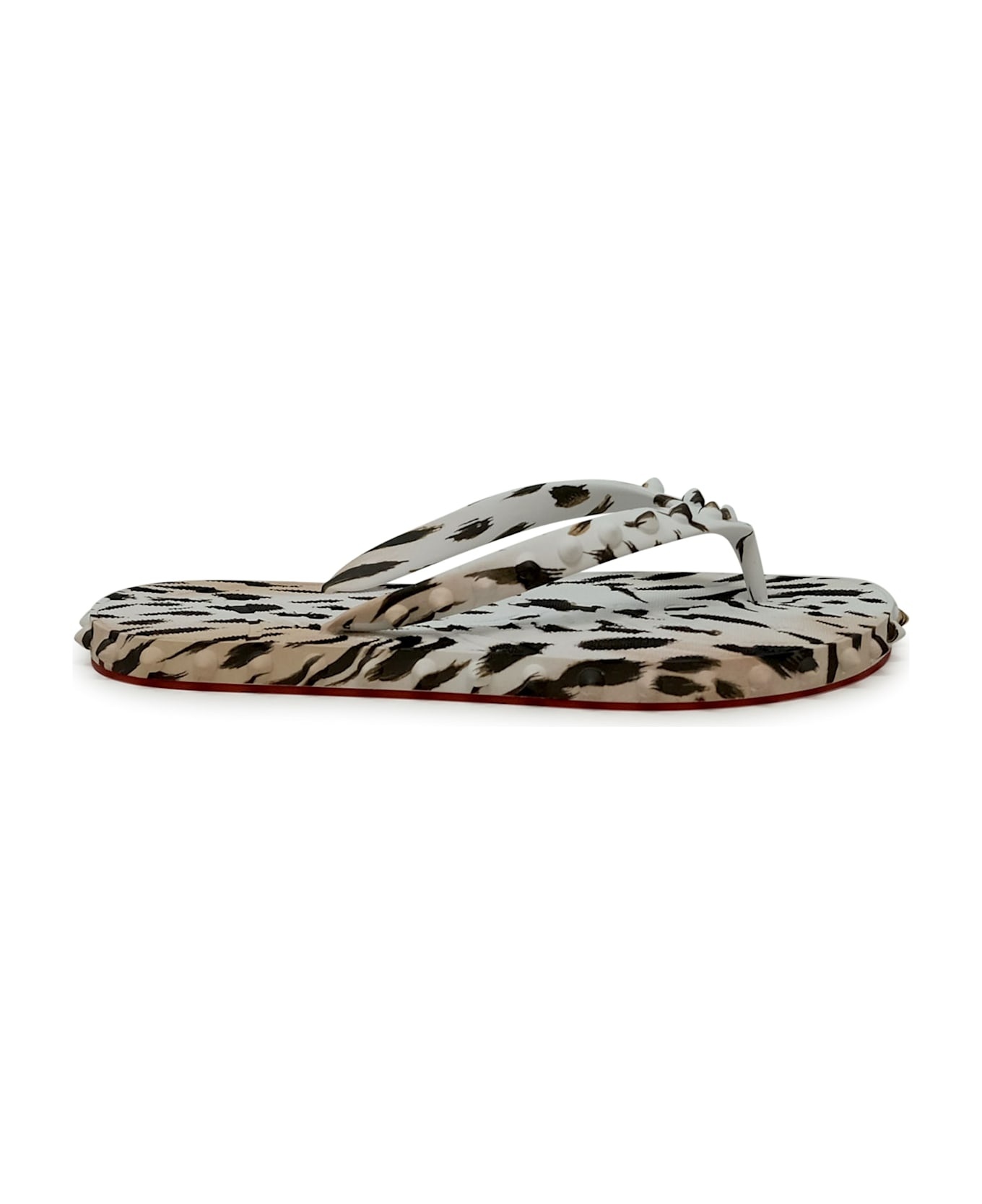 Christian Louboutin Vintage Rose Rubber Super Loubi Flat Flip Thongs - 1