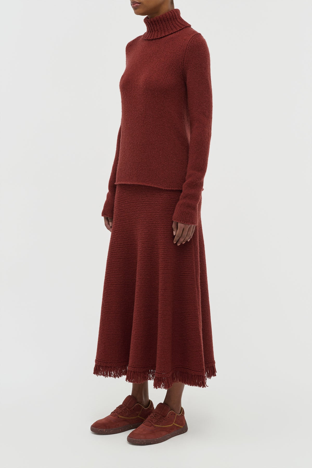Nelle Knit Turtleneck in Burnt Sienna Cashmere - 3