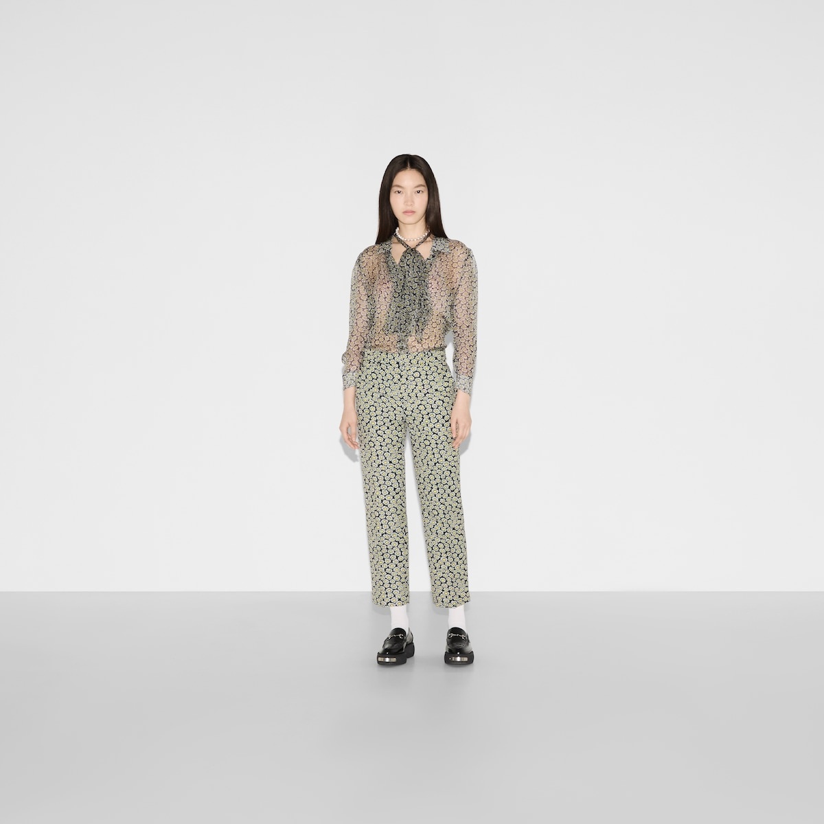 Floral crêpe jacquard pant - 2