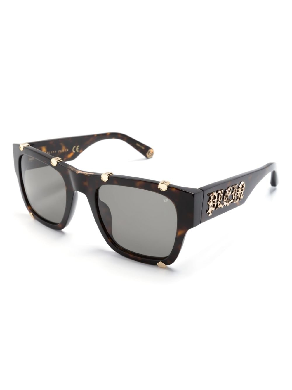 logo-engraved square-frame sunglasses - 2